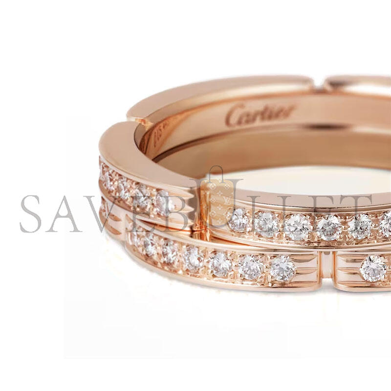 Ca*t1er maillon panthÈre wedding band, double row, half-paved b4098800